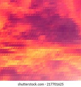 Sundown themed blurry background with triangular grid