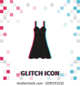 Sundress  glitch effect vector icon. Evening dress. Combination or nightie simple silhouette.
