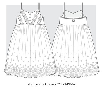 Sundress lace trimming technical sketches.