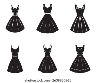 sundress sketch icon set silhouette vector illustration