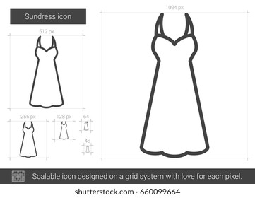 Icono de la línea vectorial del soldadura aislado en fondo blanco. Icono de la línea de sundress para infografía, sitio web o aplicación. Icono escalable diseñado en un sistema de cuadrícula.