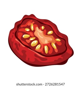Sun-dried tomatoes. Flat vector clipart, illustration with isolated background.