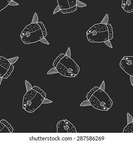 Sunfish doodle seamless pattern background