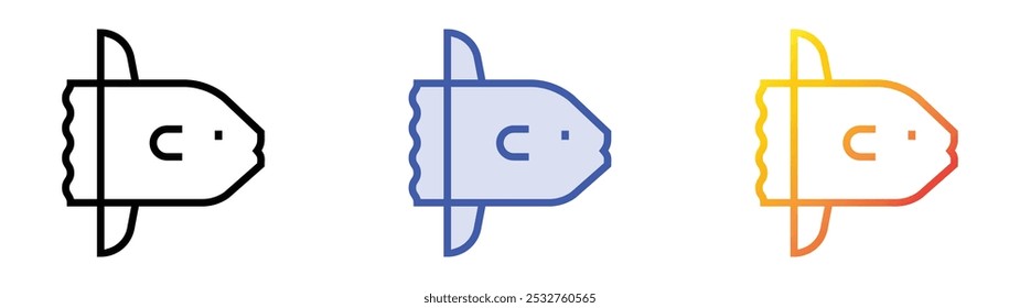 sunfish icon. Linear, Blue Fill and Gradient Style Design Isolated On White Background
