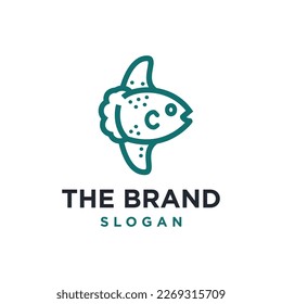 sunfish mola simple line icon logo vector design, modern logo pictogram design of ocean mola fish