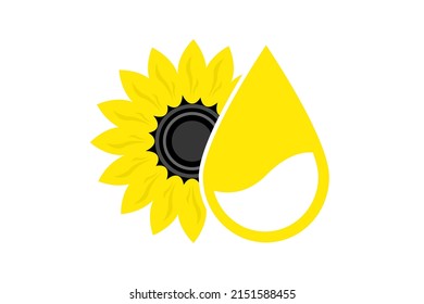 Sunflover oil sign. Vegetable oil drop icon and sunflower, vector illustration Isolated on white background