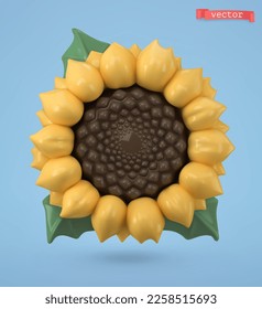 Sunflower 3d vector cartoon icon