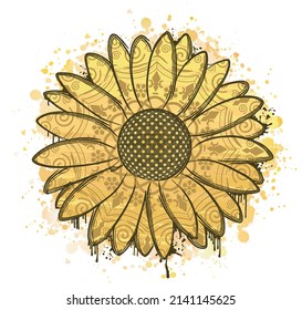 sunflower abstract design for print t shirt, mug, keychain and more 
