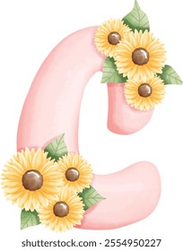 sunflower alphabets,  English alphabets, word.
