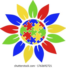 Sunflower Autism Vector World Autism Awareness Stock Vector (Royalty ...