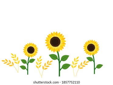 Sunflower and autumn leaves icon sign on white background vector illustration.