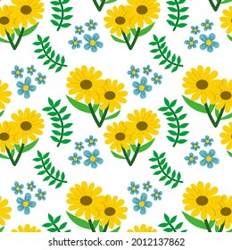 sunflower autumn vector seamless pattern background