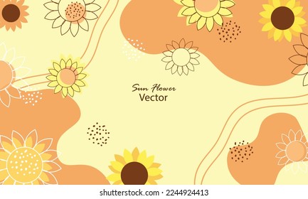 El fondo del girasol se extrae con fluido. diseño de verano, plantilla de diseño romántico o fondo relacionado con la naturaleza