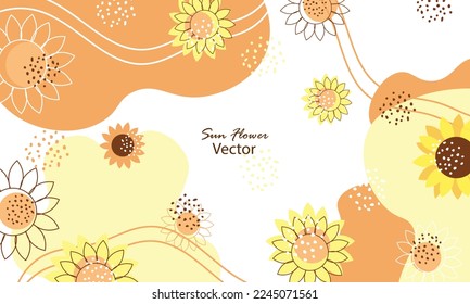 El fondo del girasol se extrae con fluido. diseño de verano, plantilla de diseño romántico o fondo relacionado con la naturaleza