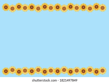 Sunflower background frame illustration Hand drawn touch. Summer background image.