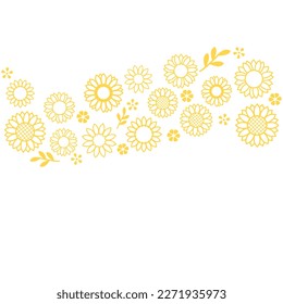 Sunflower background and frame, vector illustration