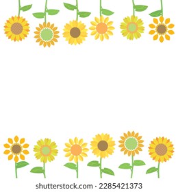 Sunflower background and frame, vector illustration