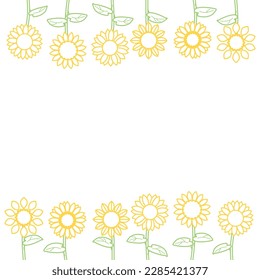 Sunflower background and frame, vector illustration