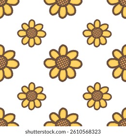 Sunflower background, hand drawn lines