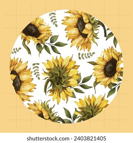 Fondo de girasol pintado con acuarelas