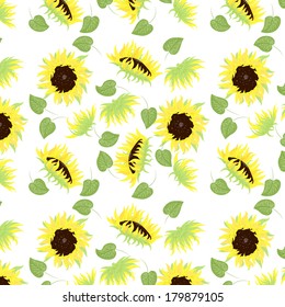 Sunflower background pattern vector.
