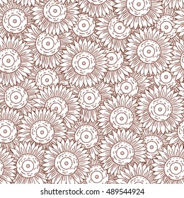 Sunflower background. Seamless pattern. Vector illustration.