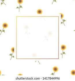 Sunflower Banner on White Background. Vector Illustration.
