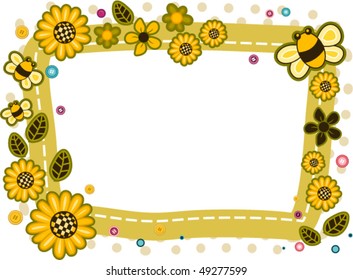 Quadro de girassol e abelha - Vetor