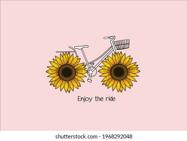 sunflower bicycle vector art design