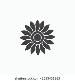 Sunflower black solid vecor icon