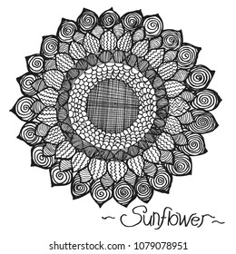 sunflower, black and white 