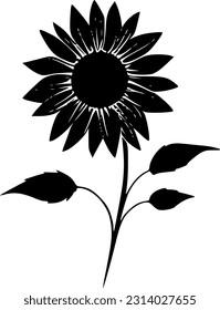 Sunflower | Black and White Vector illustration