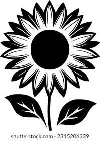 Sunflower | Black and White Vector illustration