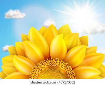 Sunflower with blue sky - autumn. EPS 10 vector file included