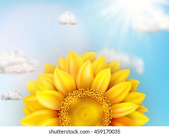 Sunflower with blue sky - autumn. EPS 10 vector file included
