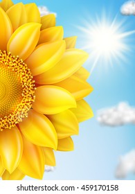 Sunflower with blue sky - autumn. EPS 10 vector file included