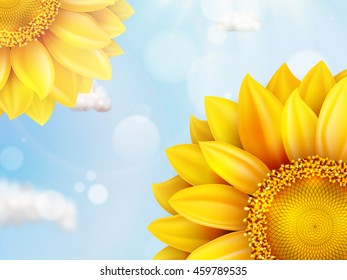 Sunflower with blue sky - autumn. EPS 10 vector file included