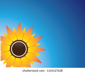 Sunflower with blue sky background illustration