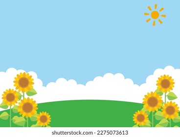 Sonnenblume und blauer Himmelshintergrund, Vektorgrafik