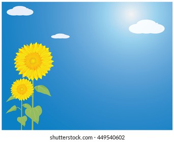 sunflower with blue sky vector design