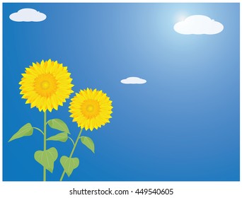 sunflower with blue sky vector design