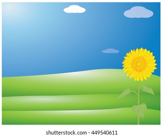 sunflower with blue sky vector design