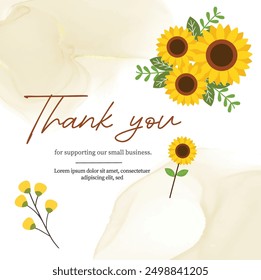 Sunflower border wreath, round frame of yellow flowers, hand drawn watercolor beautiful invitation card set arrangement, floral Frames spring Geometry wedding love card  vintage template background 
