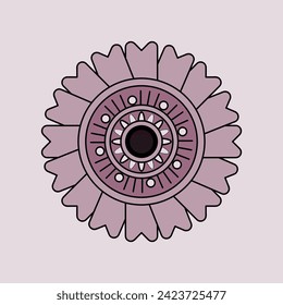 sunflower botanical logo vector, isolated flower henna sticker mandala for coloring, hand drawn flower svg