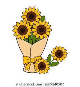 sunflower bouquet mini scene illustration