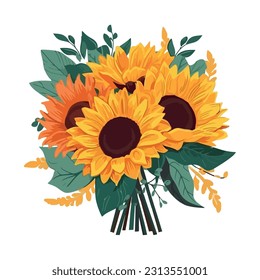 sunflower bouquet symbolizes beauty in nature icon isolated