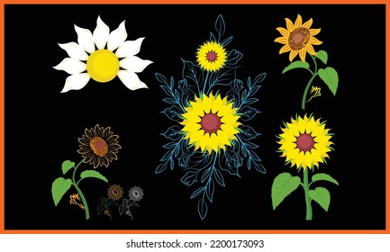 Sunflower Bundle SVG Printable Vector Illustration.