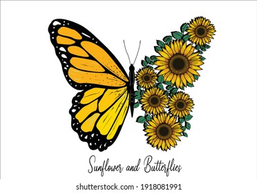 sunflower butterfly hand drawn design vector art sun flower lettering hand drawn vector art sunflower keep life simple sunflower positive quote stationery