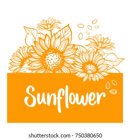 Sunflower. Sunflower card design. Vector illustration