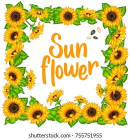 Sunflower. Sunflower card design. Vector illustration